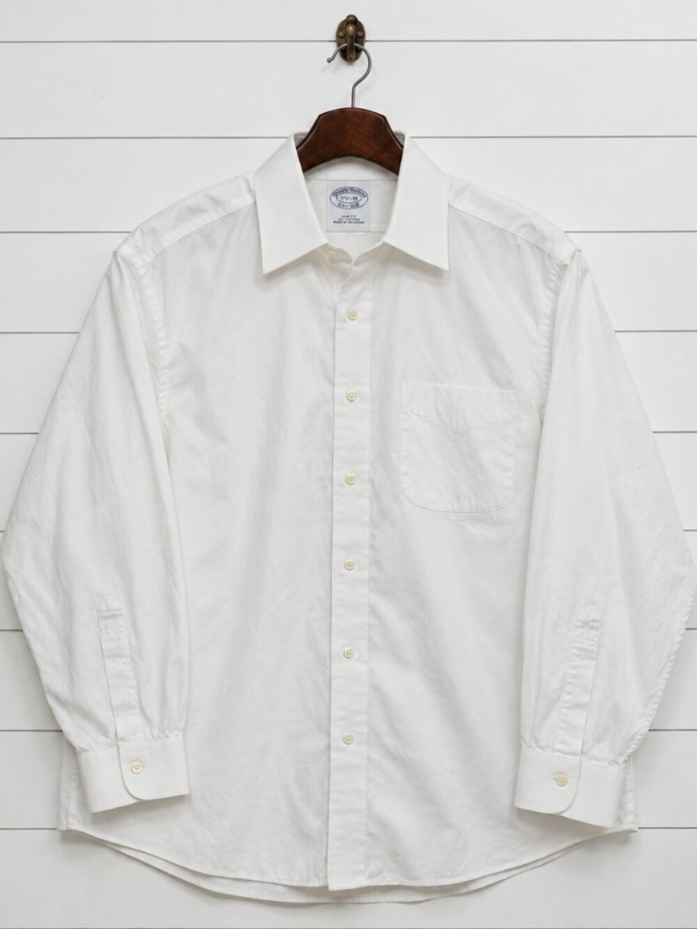 Brooks Brothers 1818 Menโs White Cotton Slim Fit Dress Shirt 17.5 36